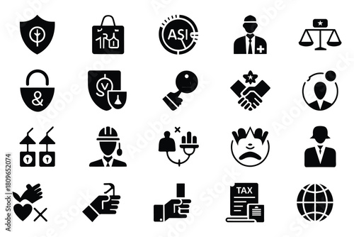 Modern business integrity and transparency icon set
