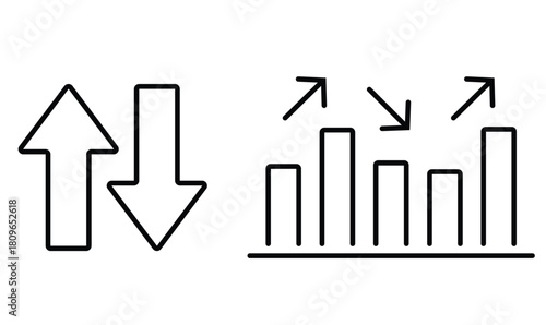 Graph market volatility icons. Chart up and down of stock market symbol vector illustration.