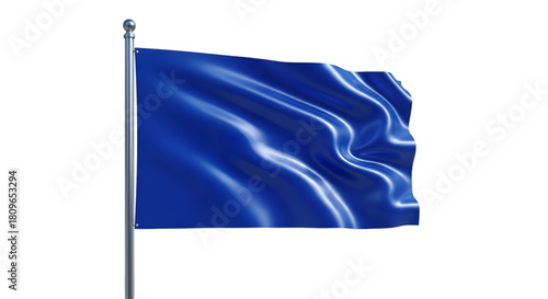 Waving Blue Fabric Flag on a Metal Pole graphic design