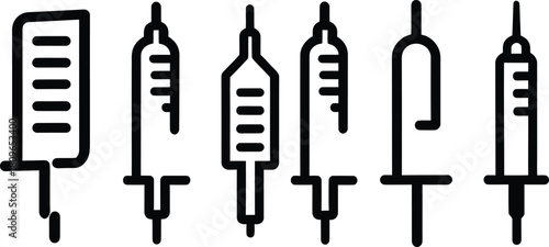 Syringe Icon Set Silhouette Vector Collection on a white background.
