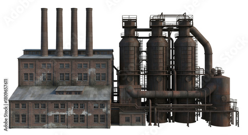Old Industrial Factory Building with Smokestacks e0432280b5b5541aea04c28abe35d050dr