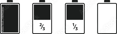 Illustration of battery charge level indicator shows different levels