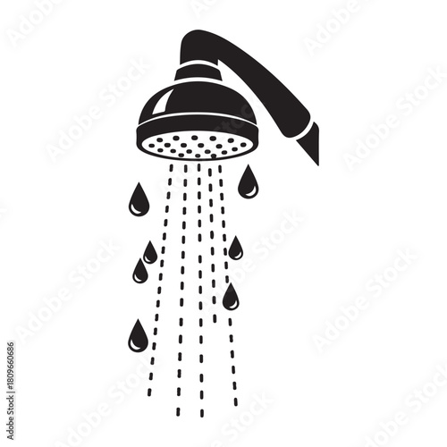 Shower Head with Water Drops and Stream vector