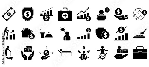 Employee Benefit Vector Icon Set. Minimal, Editable, and Perfect for Web and App UI.
