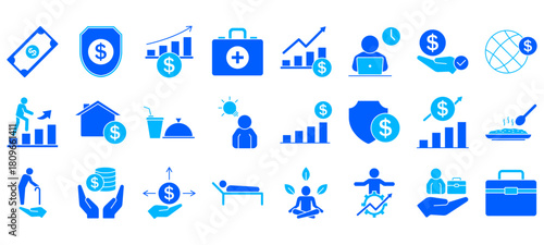 Employee Benefit Vector Icon Set. Minimal, Editable, and Perfect for Web and App UI.