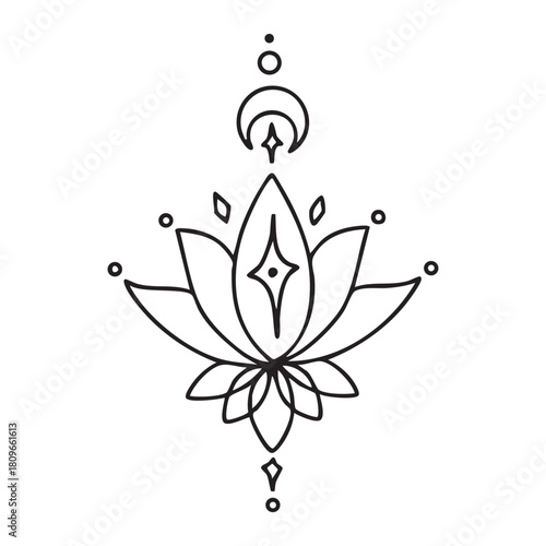 Mystical celestial design elements. Vector icon set with stars, crescent moons, constellations, and dividers for logos or spiritual decorations.