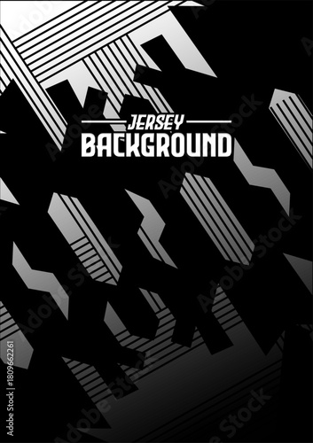 High-contrast black-grey tech block pattern with angular segments and depth shading.