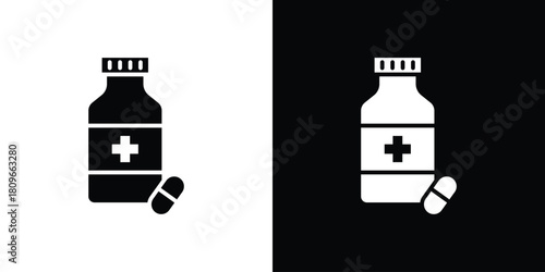 Pill bottle icon design element for website and app ui design projects