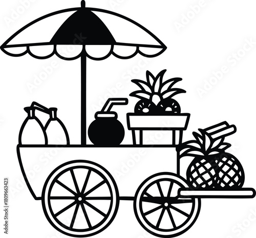 Vintage horse-drawn carriage and cart set with flowers vector illustration for antique travel design