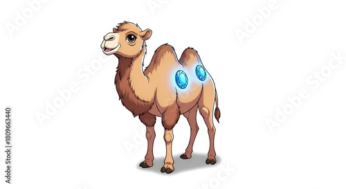 Cartoon Camel with Glowing Humps Illustration.