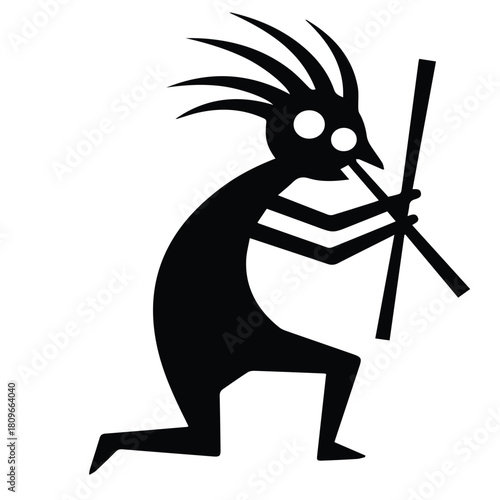 Traditional Kokopelli Flute Player Silhouette