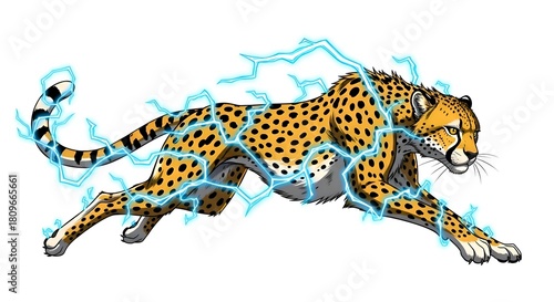 Electric Cheetah - A Powerful Feline Illustration.