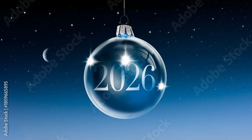 Gläserne Weihanchtskugel mit der Jahreszahl 2026