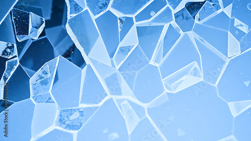 Ice shards close-up creating natural geometric pattern