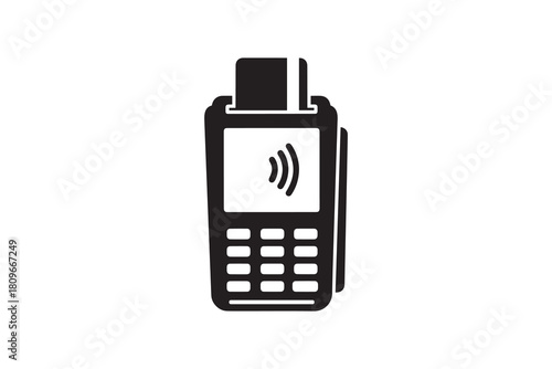Credit card payment terminal silhouette icon Wireless transaction device for retail checkout