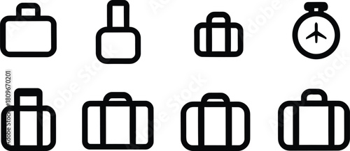  Suitcase Icon Set Silhouette Vector Collection on a white background.
