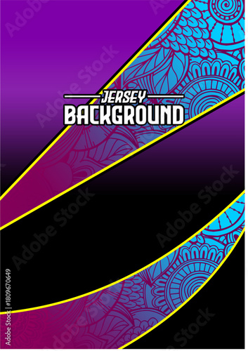 Purple jersey with black gradient base and gold curved tech lines forming an elegant modern style.