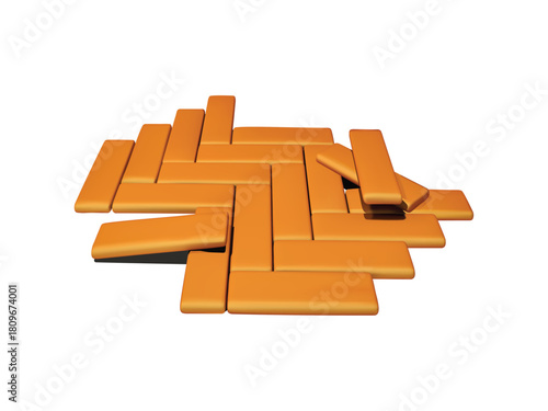 Herringbone Tile Pattern wooden parquet isolated vector 3d icon illustration on white background