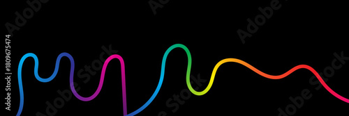 Abstract Color Line Pattern. Gradient Background 3D Vector Rainbow Ribbons. Fun Wavy Geometric Graphic Design