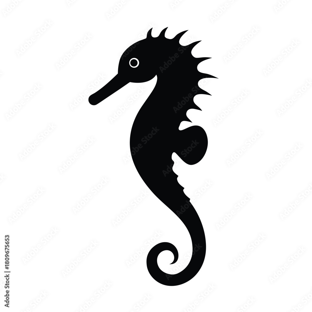 Fototapeta premium pipefish silhouette simple seahorse relative design