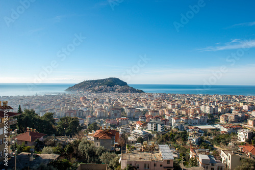 Fototapeta Naklejka Na Ścianę i Meble -  Alanya city view. City view from the mountains on the Oba side.