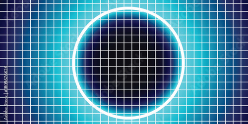 Geometric background with colorful glowing circle and colorful particles abstract illustration.