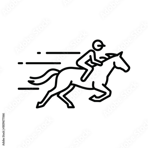 A dynamic horse racing icon isolated on, showcasing speed, competition, and equestrian sport