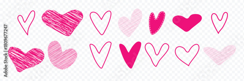 Hand drawn hearts. Hand drawn love symbol collection. Grunge illustrated heart set. Hand drawn heart with sun rays, cute doodle heart with light rays, abstract love heart icons vector illustration eps