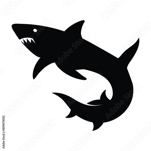 Shark Attacking Prey Underwater Silhouette