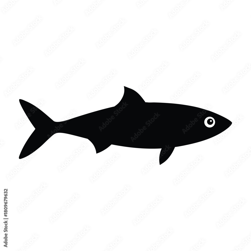 Naklejka premium simple anchovy fish silhouette icon on white background