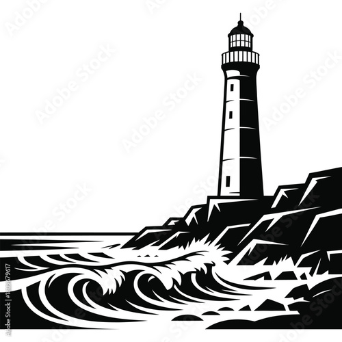 lighthouse on a black background