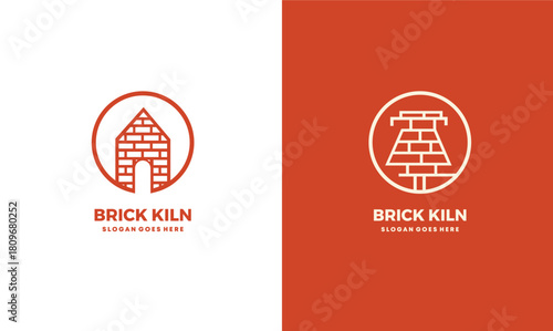 Minimalistic logos for Brick Kiln company, shown in both white and brown