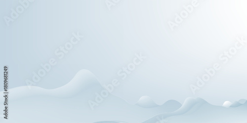 3d snow hills. Winter landscape with snow mountain, snowdrift and pile. Snowy background for sale product presentation. Template for Christmas, New Year design. Vector illustration