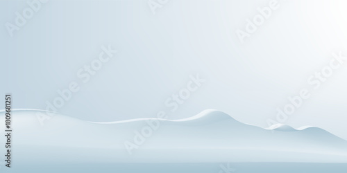 3d snow hills. Winter landscape with snow mountain, snowdrift and pile. Snowy background for sale product presentation. Template for Christmas, New Year design. Vector illustration
