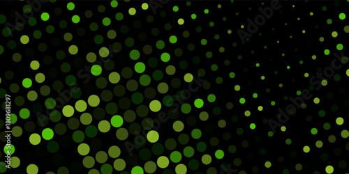 Dark Green vector banner with circles, spheres. Abstract spots. Background of Art bubbles in halftone style with colored gradient.