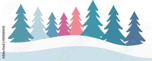 Winter Landscape with Evergreen Trees