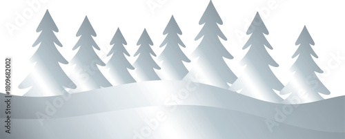 Silver Pine Trees in a Snowy Landscape