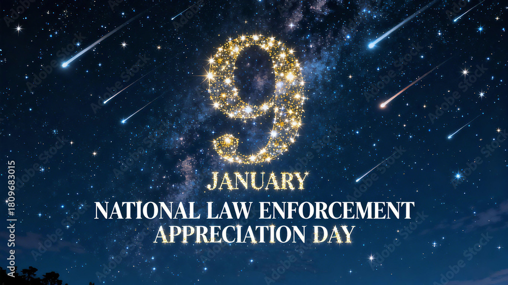 Fototapeta premium Starry Sky Numbers, with lofty law enforcement, social tribute, and holiday commemoration, are suitable for law enforcement commendation activities and social public welfare publicity materials.