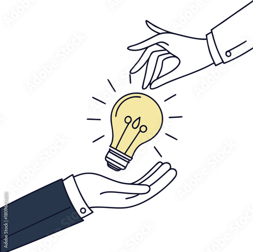 Vector illustration of sharing ideas and experiences, brainstorming, startup, creative team. Creative concept for web banner, social media banner, business presentation, marketing material.