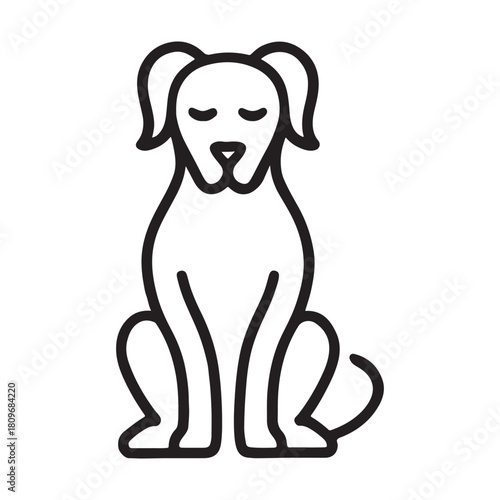 A Simple Line Drawing of a Calm Dog Sitting Upright with Floppy Ears and Eyes Closed for a Minimalist Aesthetic