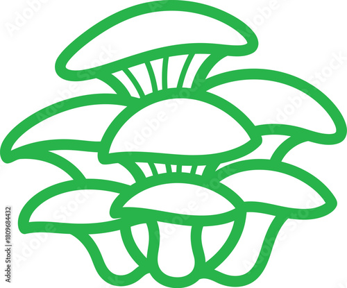 Cluster of green mushrooms outline vector illustration perfect for botanical designs eco friendly projects and illustrations showcasing the beauty of nature and the world of fungi