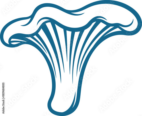 Elegant Teal Chanterelle Mushroom Vector Illustration for Gastronomy and Culinary Design A Classic and Stylish Icon for Food and Nature Enthusiasts Featuring Organic Elements and a Clean Aesthetic