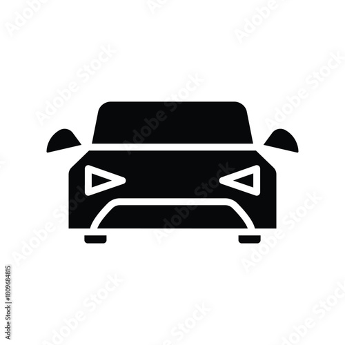 Solid Black Car Illustration Vector Icon for Transportation Design