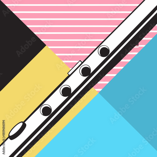 Abstract flute design with geometric shapes and stripes