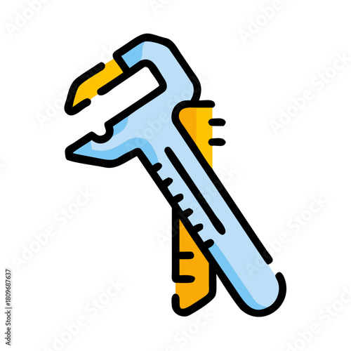 Stylized icon of a caliper and ruler tool