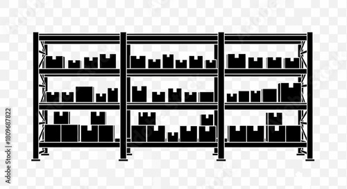 Efficient storage solutions with organized shelving and boxes, perfect for illustrating logistics, inventory management, and warehouse operations in scalable vector format