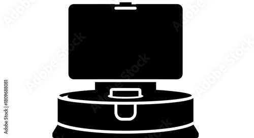 Modern cleaning convenience featuring a robotic vacuum in sleek black silhouette, offering smart home automation for effortless floor maintenance