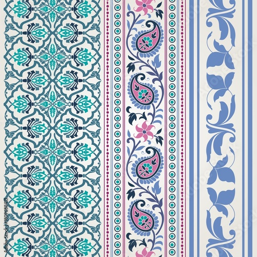 wedding card design, traditional paisley floral pattern , royal India	