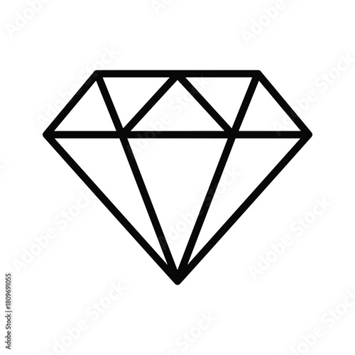 Diamond icon isolated on vector illustration of a precious gem in outline style