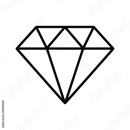 Diamond icon isolated on vector illustration of a precious gem in outline style